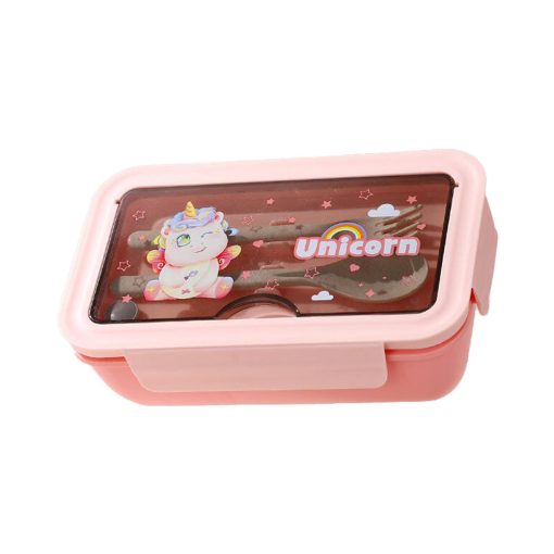 Uzsonnás Doboz Evőeszközzel Pink 21x12,5x7,5cm