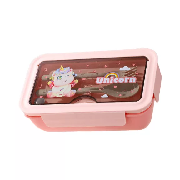 Uzsonnás Doboz Evőeszközzel Pink 21x12,5x7,5cm