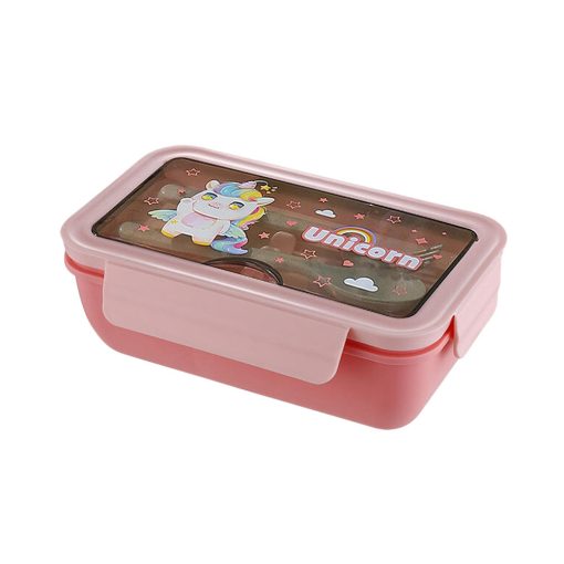 Uzsonnás Doboz Evőeszközzel Pink 21x12,5x7,5cm