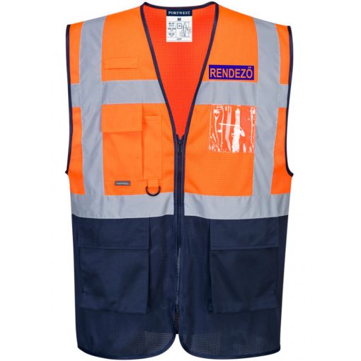 Vezetői Kéttónusú láthatósági mellény - SECURITY, RENDEZŐ felirattal