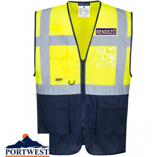 Vezetői Kéttónusú láthatósági mellény - SECURITY, RENDEZŐ felirattal