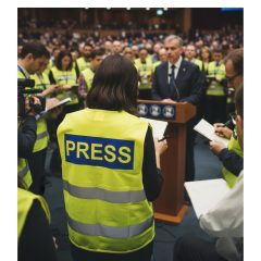 LÁTHATÓSÁGI BIZTONSÁGI MELLÉNY - PRESS felirattal.