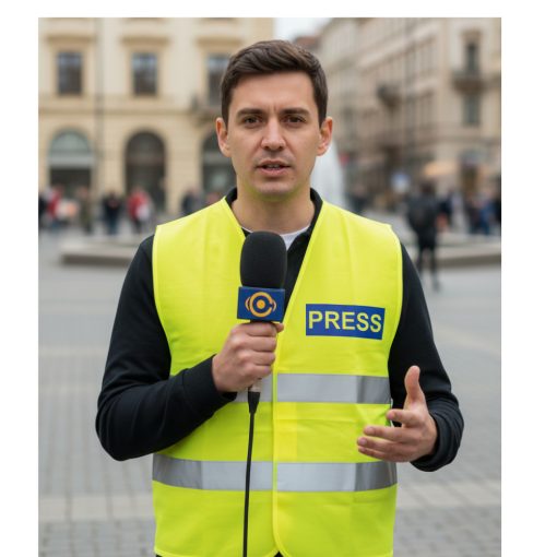 LÁTHATÓSÁGI BIZTONSÁGI MELLÉNY - PRESS felirattal.