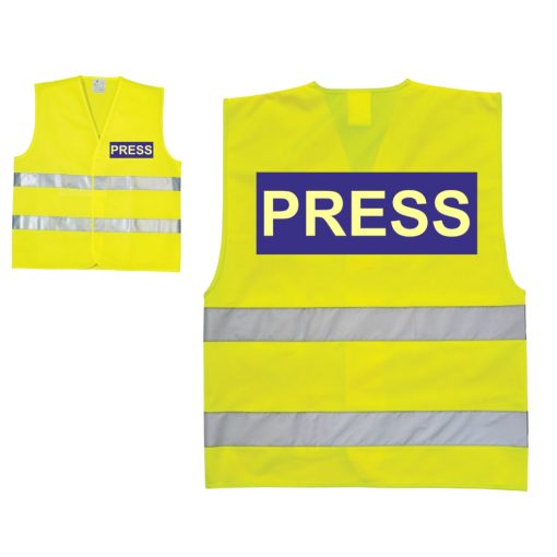 LÁTHATÓSÁGI BIZTONSÁGI MELLÉNY - PRESS felirattal.