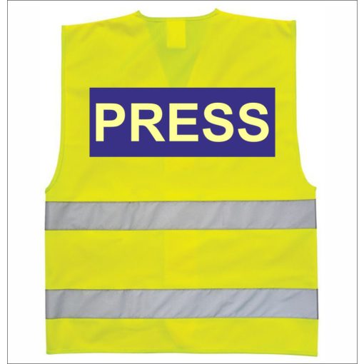 LÁTHATÓSÁGI BIZTONSÁGI MELLÉNY - PRESS felirattal.