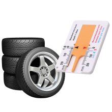 Sárga zsebméretű gumiabroncs futófelület mélységmérő 0-20mm skálával