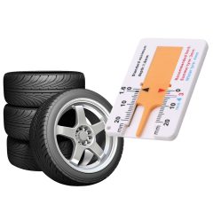 Sárga zsebméretű gumiabroncs futófelület mélységmérő 0-20mm skálával