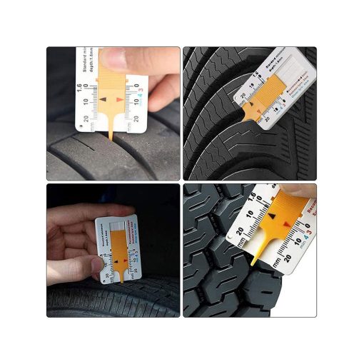 Sárga zsebméretű gumiabroncs futófelület mélységmérő 0-20mm skálával