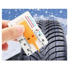 Sárga zsebméretű gumiabroncs futófelület mélységmérő 0-20mm skálával