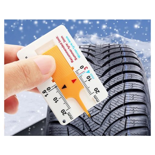 Sárga zsebméretű gumiabroncs futófelület mélységmérő 0-20mm skálával