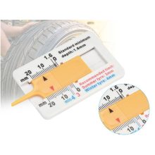 Sárga zsebméretű gumiabroncs futófelület mélységmérő 0-20mm skálával