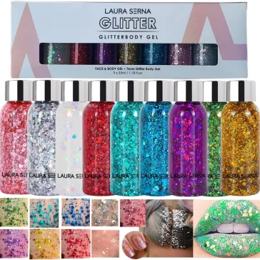   Laura Serna Chunky face and Body glitter gel - Fehér holografikus
