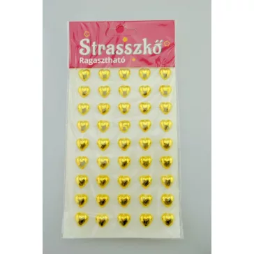   Strasszkő öntapadós 1cm  84 db-os - szív forma több színben