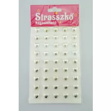 Strasszkő öntapadós 1cm  84 db-os - szív forma több színben