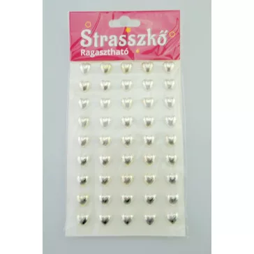   Strasszkő öntapadós 1cm  84 db-os - szív forma több színben