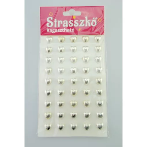 Strasszkő öntapadós 1cm  84 db-os - szív forma több színben