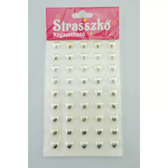Strasszkő öntapadós 1cm  84 db-os - szív forma több színben