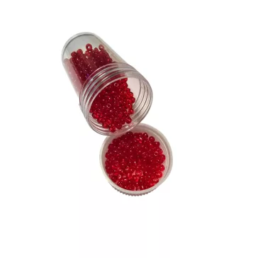 Kásagyöngy - átlátszó 20g piros 2 mm