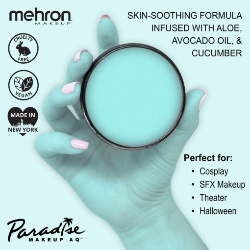 Mehron Paradise Makeup AQ Pastel Teal (40 g) – Pasztell türkiz/kékeszöld arcfesték, vízbázisú testfesték