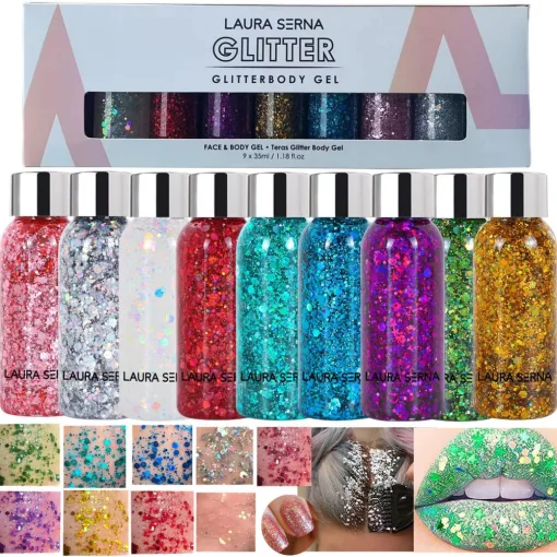 Laura Serna Chunky face and Body glitter gel - Piros