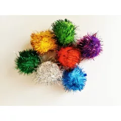 Pom pom csillámos 4 cm-es színes