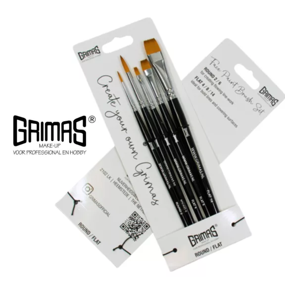 Grimas Profi ecset készlet - kerek/lapos 5 darabos