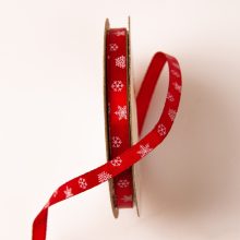 Karácsonyi hópehely mintás szatén szalagok - 6 mm több szín