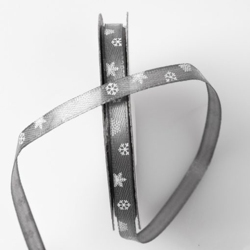 Karácsonyi hópehely mintás szatén szalagok - 6 mm több szín