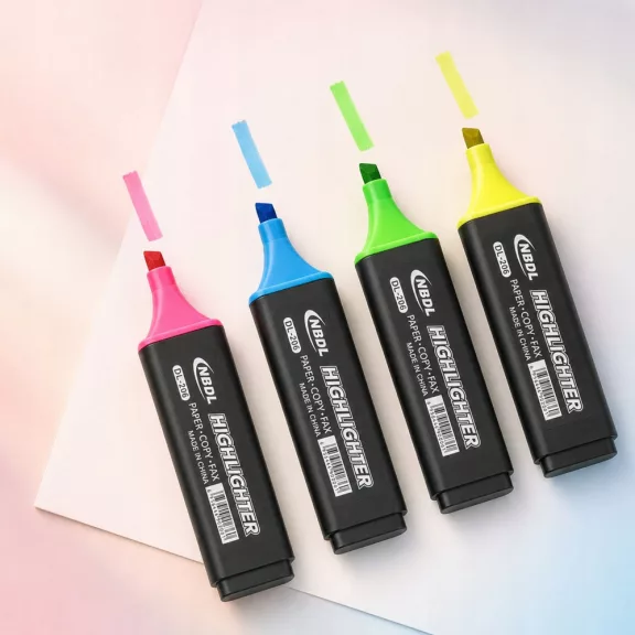 4 darabos színes, vágott hegyű neon szövegkiemelő készlet pink, kék, zöld és sárga színekben iskolai és irodai használatra
