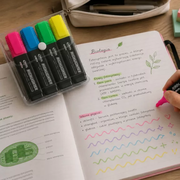 4 darabos színes, vágott hegyű neon szövegkiemelő készlet pink, kék, zöld és sárga színekben iskolai és irodai használatra