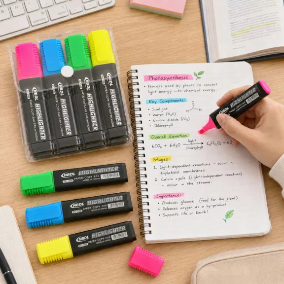 4 darabos színes, vágott hegyű neon szövegkiemelő készlet pink, kék, zöld és sárga színekben iskolai és irodai használatra