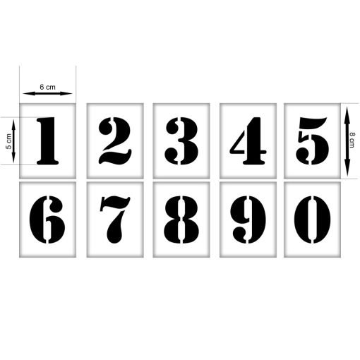 Festősablon, stencil számok készlet 5cm-es 10db-os