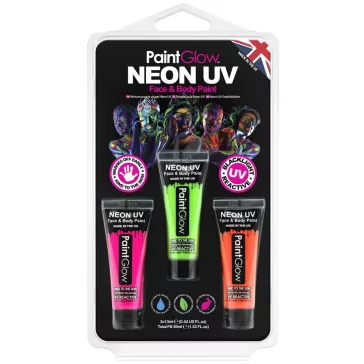 PaintGlow UV-Neon Arcfesték készlet 3 db-os