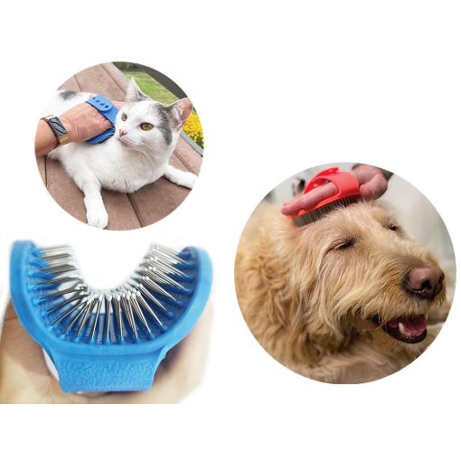 Kék puha masszírozó állatszőrkefe állítható gumipánttal és gömbvégű sörtékkel