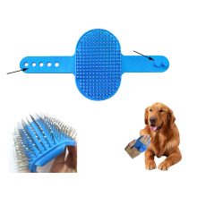 Kék puha masszírozó állatszőrkefe állítható gumipánttal és gömbvégű sörtékkel