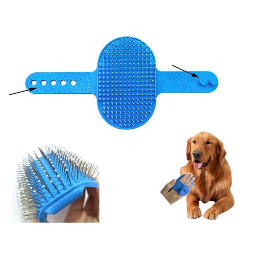 Kék puha masszírozó állatszőrkefe állítható gumipánttal és gömbvégű sörtékkel