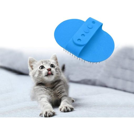 Kék puha masszírozó állatszőrkefe állítható gumipánttal és gömbvégű sörtékkel