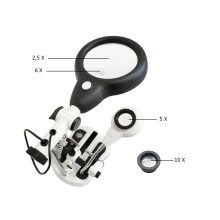 Harmadik kéz forrasztáshoz LED világítással és nagyítóval, stabil fém talppal és krokodilcsipeszekkel