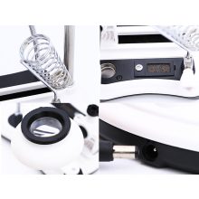 Harmadik kéz forrasztáshoz LED világítással és nagyítóval, stabil fém talppal és krokodilcsipeszekkel