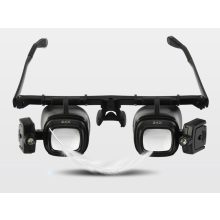 LED világítással ellátott fekete-fehér nagyítós szemüveg cserélhető lencsékkel