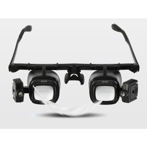 LED világítással ellátott fekete-fehér nagyítós szemüveg cserélhető lencsékkel