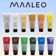Maaleo 12 darabos, 100 ml-es akrilfesték szett élénk színekkel, tubusokban, művészeknek és hobbistáknak