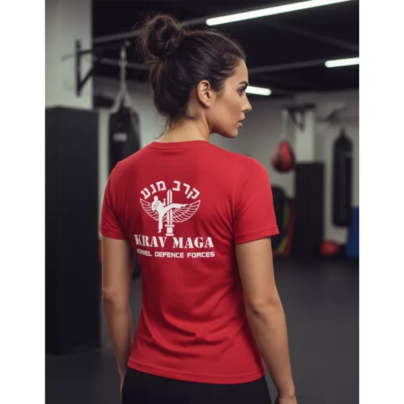Krav Maga Israel Defence Force feliratos fekete pamut póló edzéshez
