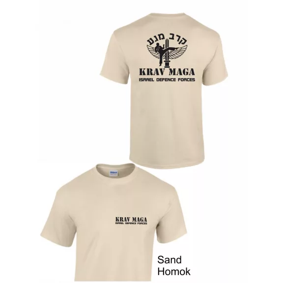 Krav Maga Israel Defence Force feliratos fekete pamut póló edzéshez