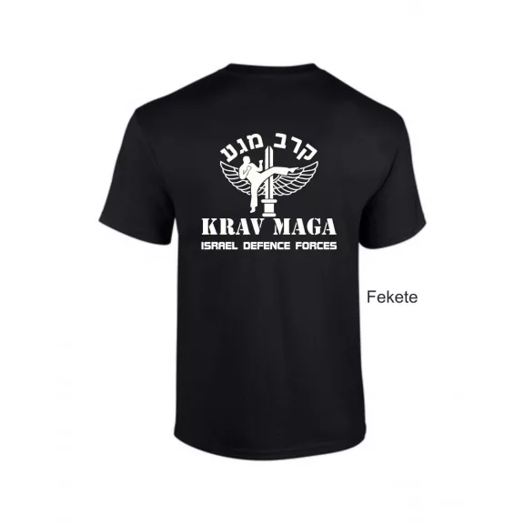 Krav Maga Israel Defence Force feliratos fekete pamut póló edzéshez