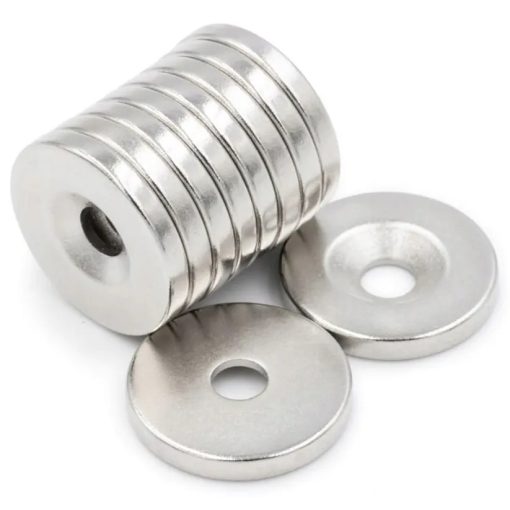 Neodímium mágnes, kerek, hengeres, csavaros furattal 12x3mm, 10 db/cs