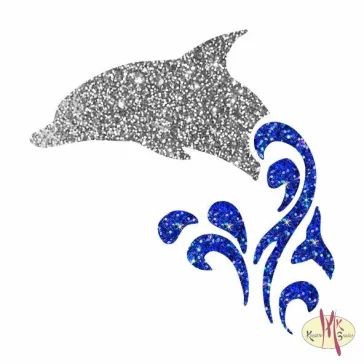 5x5 cm-es Csillámtetoválás sablon - Delfin 58