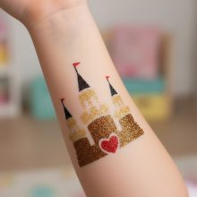 KiviArt Hercegnő kastély csillámtetoválás sablon – öntapadós 3 rétegű stencil