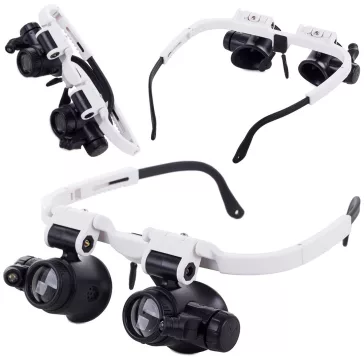 Fejpántos binokuláris órás nagyító állítható 8x-23x nagyítással és LED-del