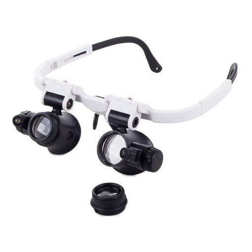 Fejpántos binokuláris órás nagyító állítható 8x-23x nagyítással és LED-del